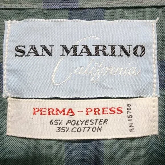 Vintage San Marino California Shirt Men M 15-15 1/2 Green Red Plaid Short Sleeve - Picture 3 of 4